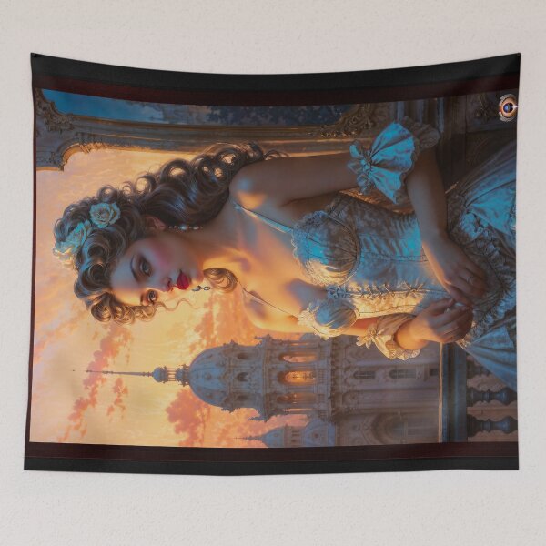 Item preview, A Rococo Woman Captured At Sunset Captivating AI Concept Art by Xzendor7 designed and sold by Xzendor7 Digital Art Creations.