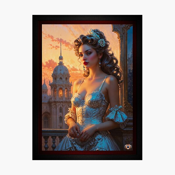Item preview, A Rococo Woman Captured At Sunset Captivating AI Concept Art by Xzendor7 designed and sold by Xzendor7 Digital Art Creations.