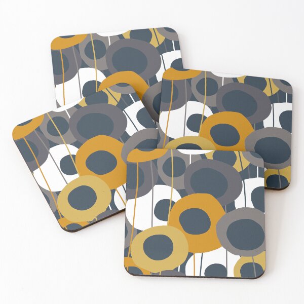 Item preview, Modern Abstract Scandinavian Floral Pattern in Gray, Navy Blue, Mustard Yellow and White designed and sold by Deutschic.