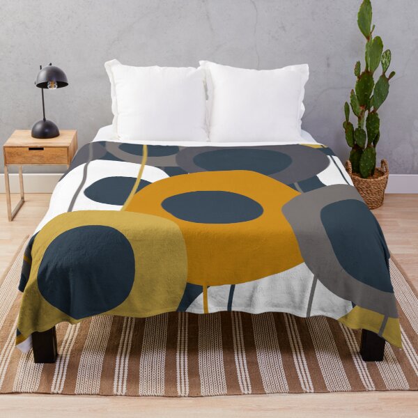 Item preview, Modern Abstract Scandinavian Floral Pattern in Gray, Navy Blue, Mustard Yellow and White designed and sold by Deutschic.