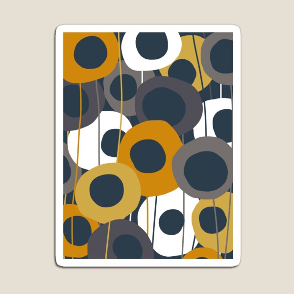 Item preview, Modern Abstract Scandinavian Floral Pattern in Gray, Navy Blue, Mustard Yellow and White designed and sold by Deutschic.