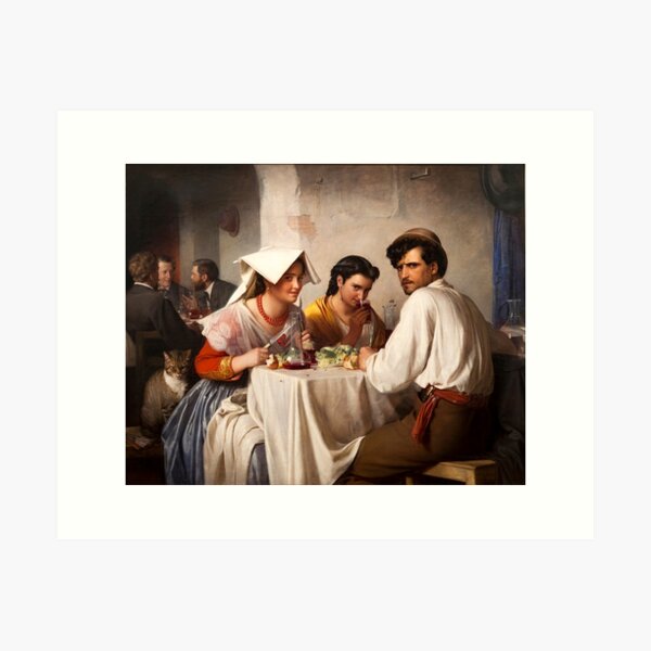 Item preview, In a Roman Osteria - Carl Bloch - Danish Painter - Oil on Canvas 1866 designed and sold by HeavyHits.
