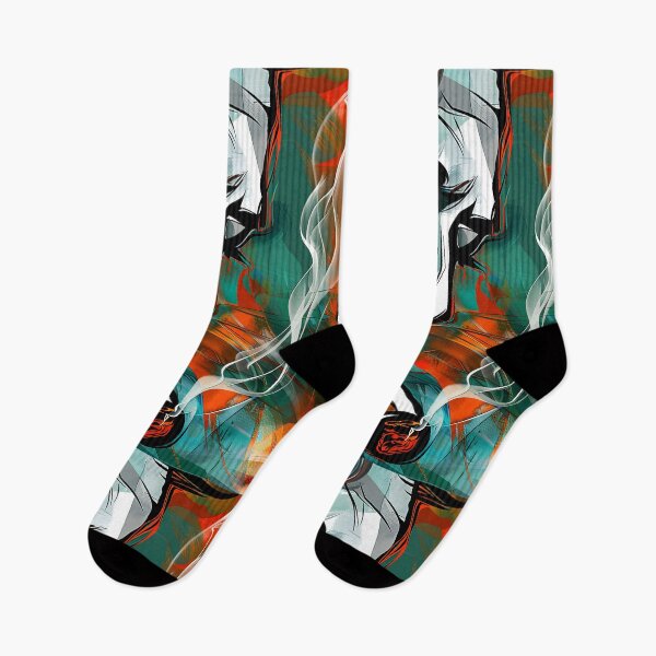 Item preview, Energetic Abstract Depiction of a Man Smoking a Cigar with Swirling Smoke Patterns designed and sold by OlfactoART Studio.