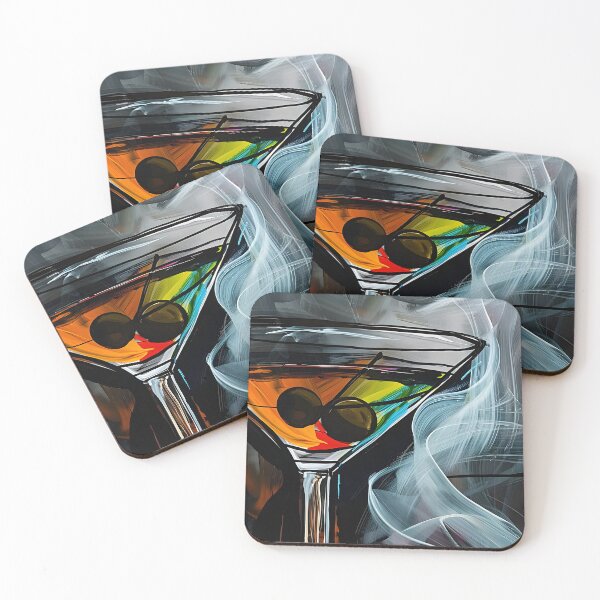 Item preview, Cocktail and Smoke: Colorful Martini Glass with Olives Against Smoky Abstract Background Generative AI designed and sold by OlfactoART Studio.