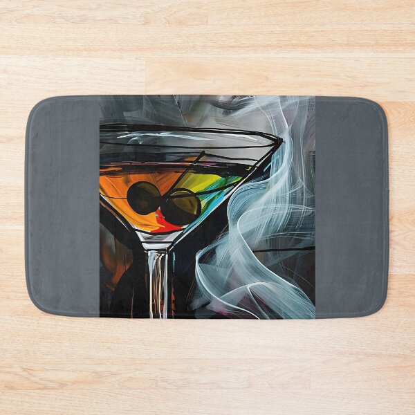 Item preview, Cocktail and Smoke: Colorful Martini Glass with Olives Against Smoky Abstract Background Generative AI designed and sold by OlfactoART Studio.