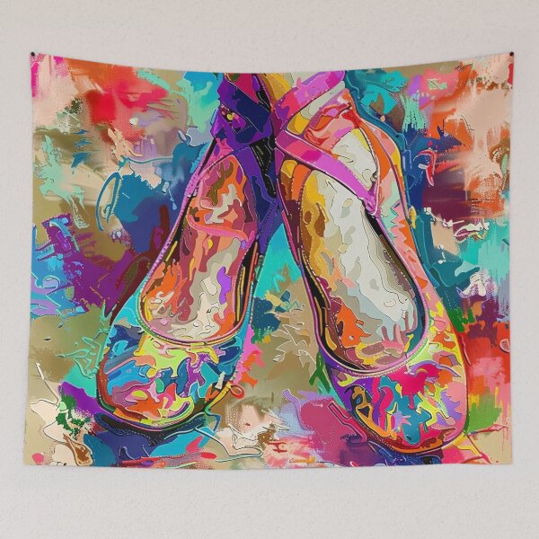 Item preview, Colorful abstract Graffiti Art ballet shoes designed and sold by dcrc.