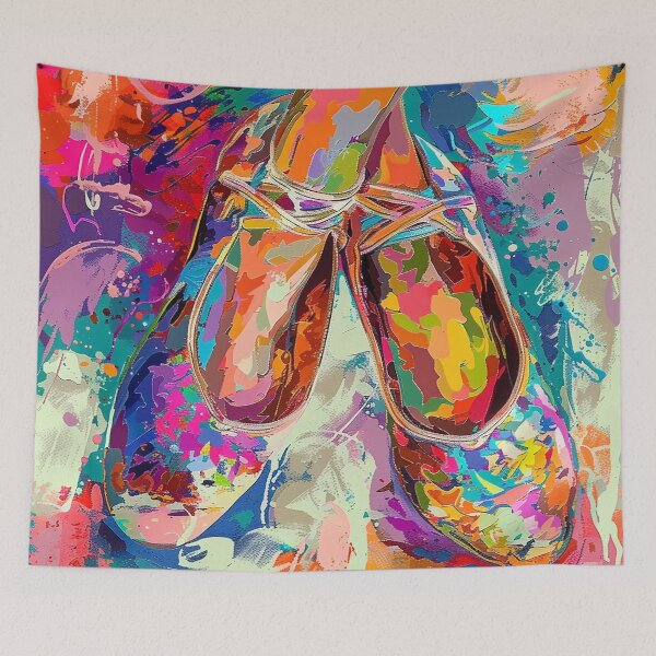 Item preview, Colorful abstract Graffiti Art ballet shoes designed and sold by dcrc.