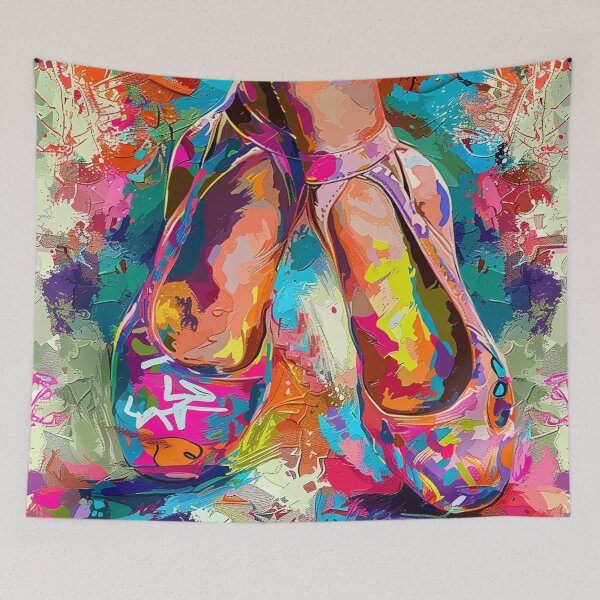 Item preview, colorful abstract graffiti art ballet shoes designed and sold by dcrc.
