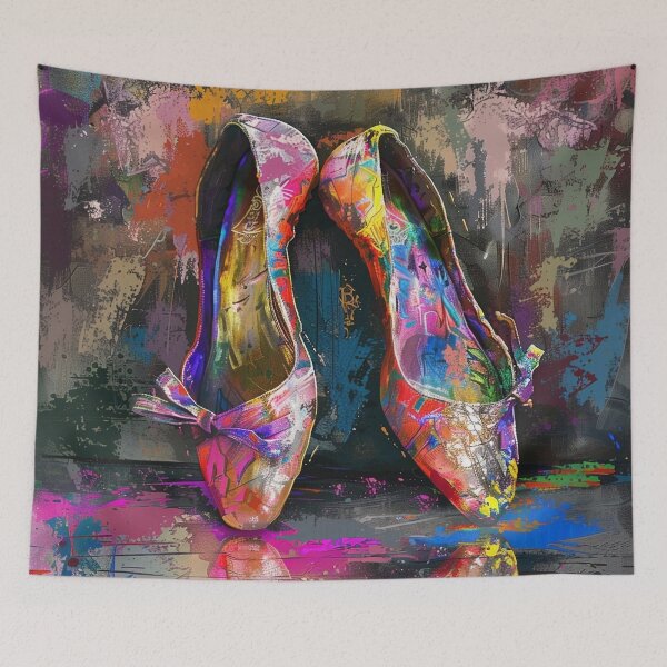 Item preview, colorful abstract graffiti art ballet shoes designed and sold by dcrc.
