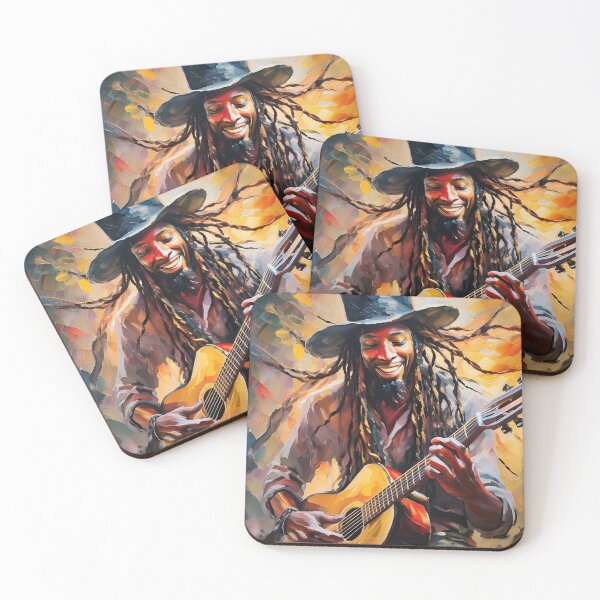 Item preview, Bluesman with top hat and long dreads playing  designed and sold by fotofeast.