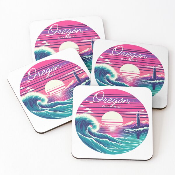 Item preview, Oregon Coast Synthwave Sunset With Lighthouse  designed and sold by SeaStarAlex.