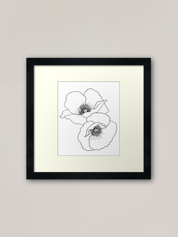 Poppy Flower Tattoo Style Art Framed Art Print By Foxandcrow