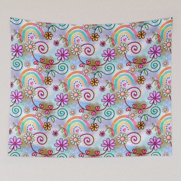 Item preview, Rainbows, Flowers and Hearts Happy Hipy Summer Pattern designed and sold by DaisyHouse.