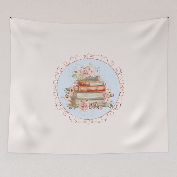 Item preview, Watercolor Vintage Pink Roses and Books Floral with Frame designed and sold by Nature Hues.