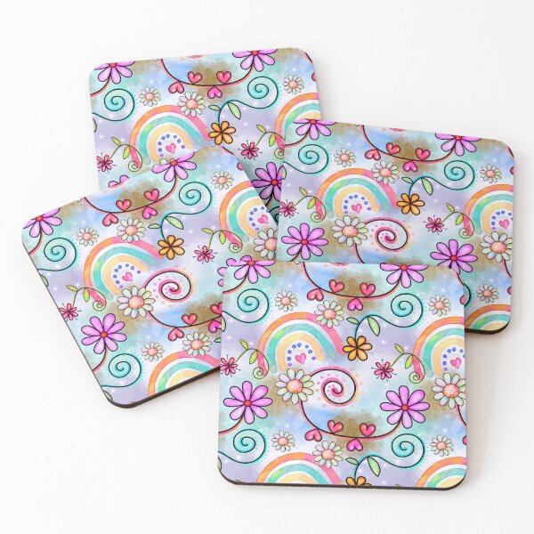Item preview, Rainbows, Flowers and Hearts Happy Hipy Summer Pattern designed and sold by DaisyHouse.