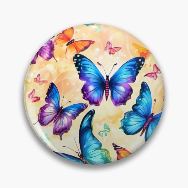 Item preview, Butterfly series printed fabric, fantasy, blue, orange, purple designed and sold by janjacbu.