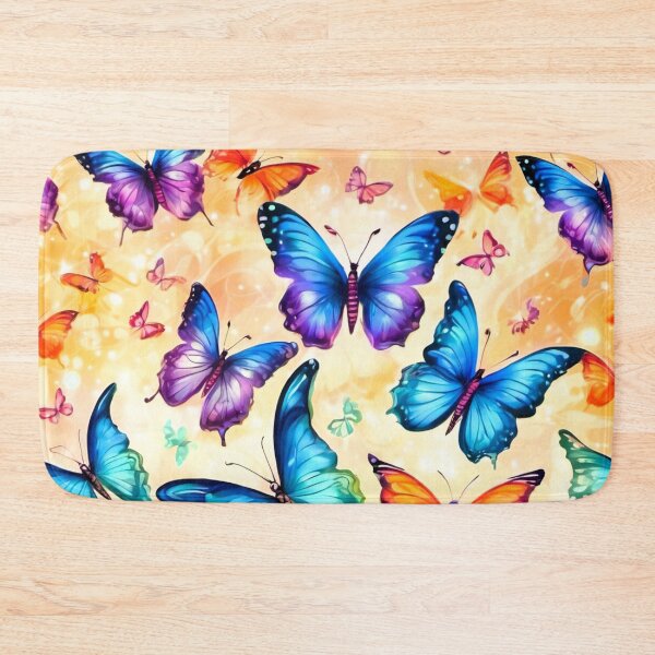 Item preview, Butterfly series printed fabric, fantasy, blue, orange, purple designed and sold by janjacbu.