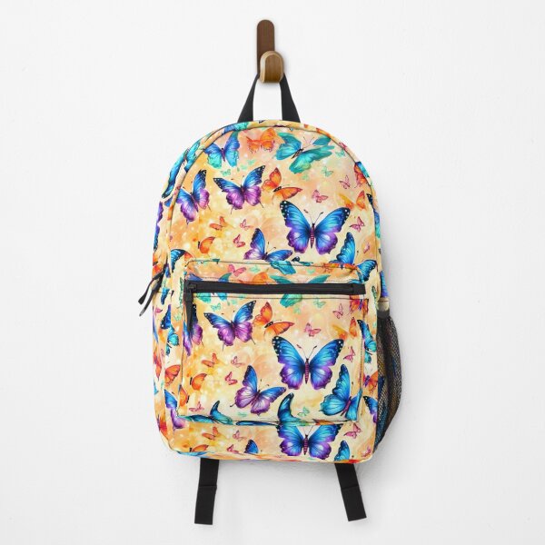 Item preview, Butterfly series printed fabric, fantasy, blue, orange, purple designed and sold by janjacbu.