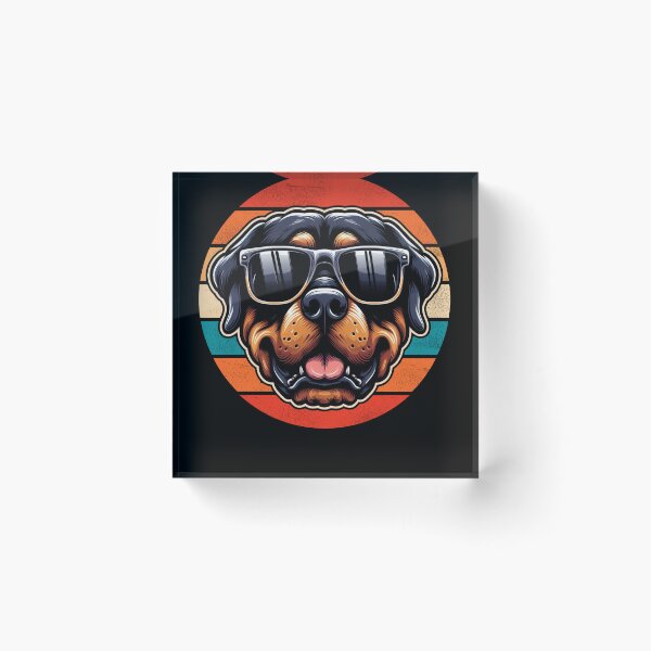 Item preview, Cool Retro Rottweiler Design Rottweiler Wearing Sunglasses designed and sold by Watsonarts.