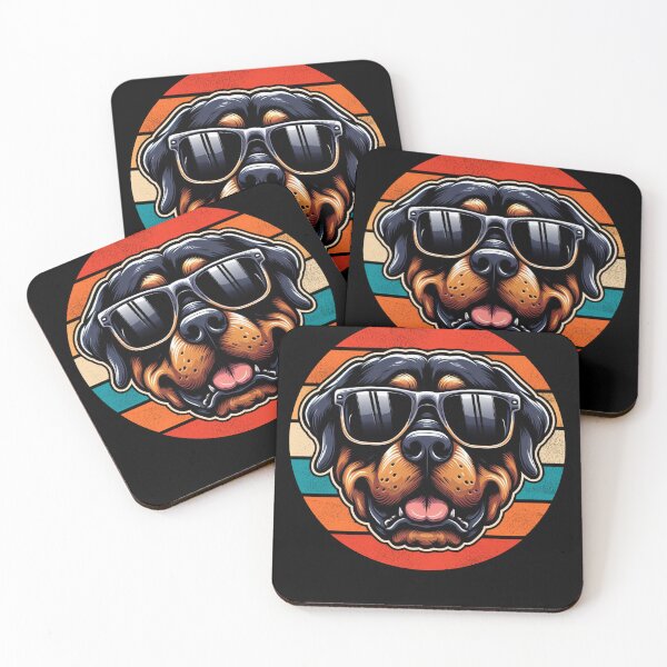 Item preview, Cool Retro Rottweiler Design Rottweiler Wearing Sunglasses designed and sold by Watsonarts.