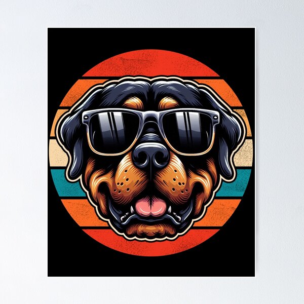 Item preview, Cool Retro Rottweiler Design Rottweiler Wearing Sunglasses designed and sold by Watsonarts.