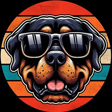 Artwork thumbnail, Cool Retro Rottweiler Design Rottweiler Wearing Sunglasses by Watsonarts
