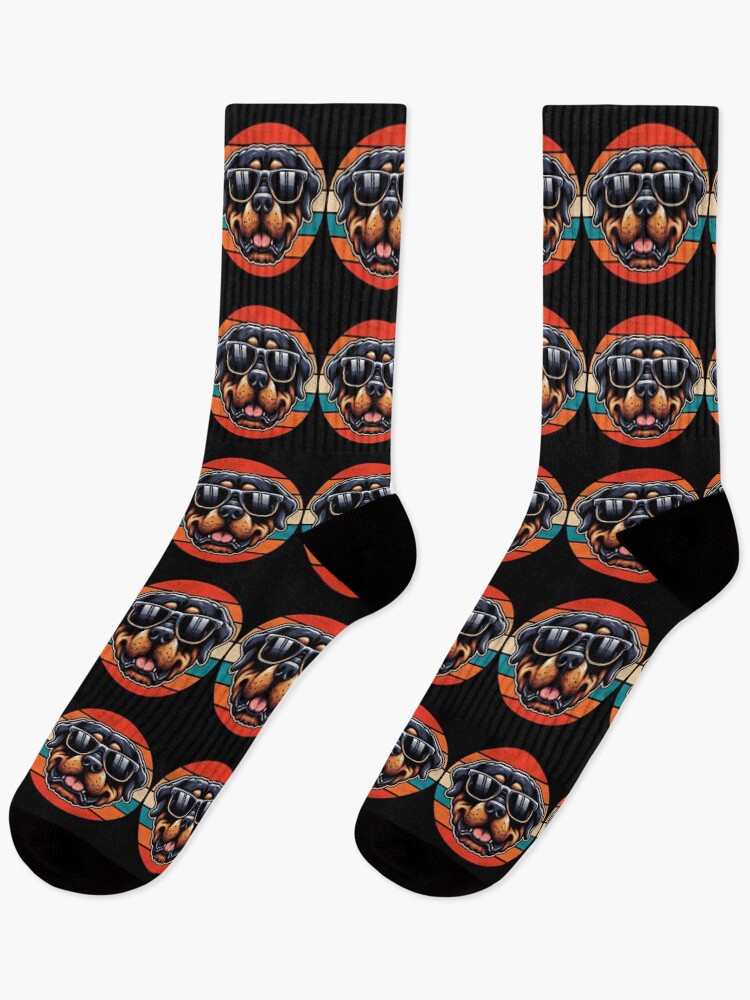 Thumbnail 1 of 5, Socks, Cool Retro Rottweiler Design Rottweiler Wearing Sunglasses designed and sold by Watsonarts.