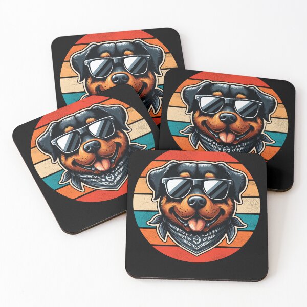 Item preview, Cool Retro Rottweiler Design Rottweiler Wearing Sunglasses designed and sold by Watsonarts.