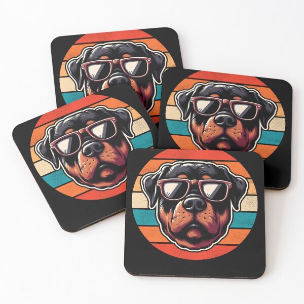 Item preview, Cool Retro Rottweiler Design Rottweiler Wearing Sunglasses designed and sold by Watsonarts.