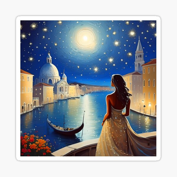 Item preview, Women looking at Venice at night designed and sold by fotofeast.