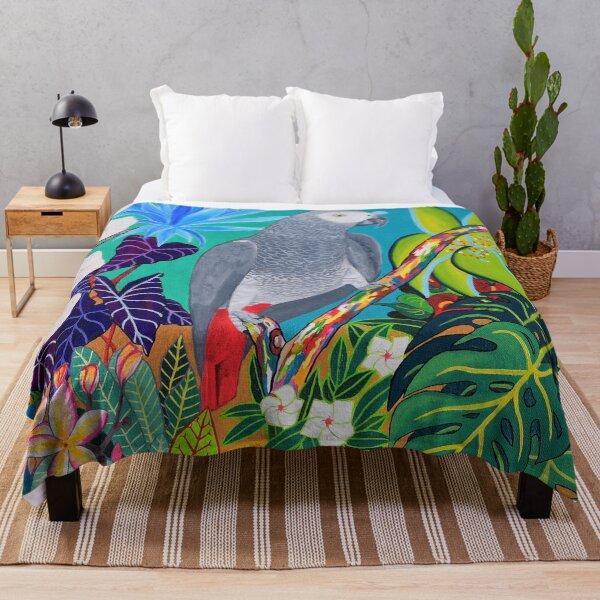 Aperçu de l'œuvre Art original tropical, perroquet Gris du Gabon créée et vendue par GabiVitryArt.
