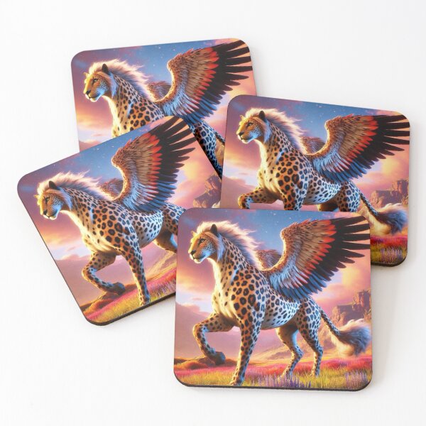 Item preview, Majestic Cheetah Pegasus Horse: Fantasy Hybrid in Vibrant Landscape designed and sold by FantasyHybrids.
