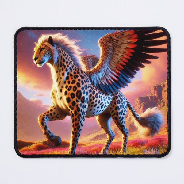 Item preview, Majestic Cheetah Pegasus Horse: Fantasy Hybrid in Vibrant Landscape designed and sold by FantasyHybrids.