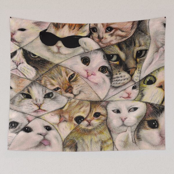 Item preview, Cat memes drawing with coloured pencils designed and sold by DipakSonarArt.