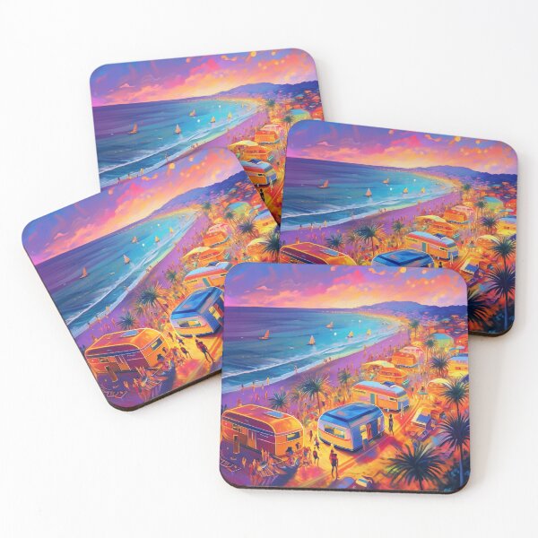 Item preview, Retro neon beach party caravans designed and sold by fotofeast.