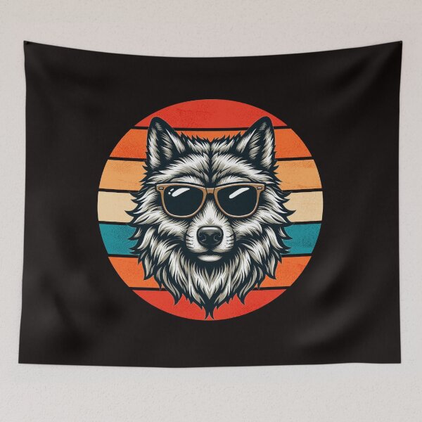 Item preview, Funny Retro Wolf Design Wolf Wearing Sunglasses designed and sold by Oussinc.