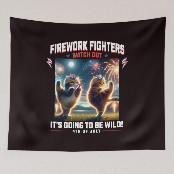 Item preview, Funny 4th of July Cats Firework Fighters designed and sold by Diane Gotti.