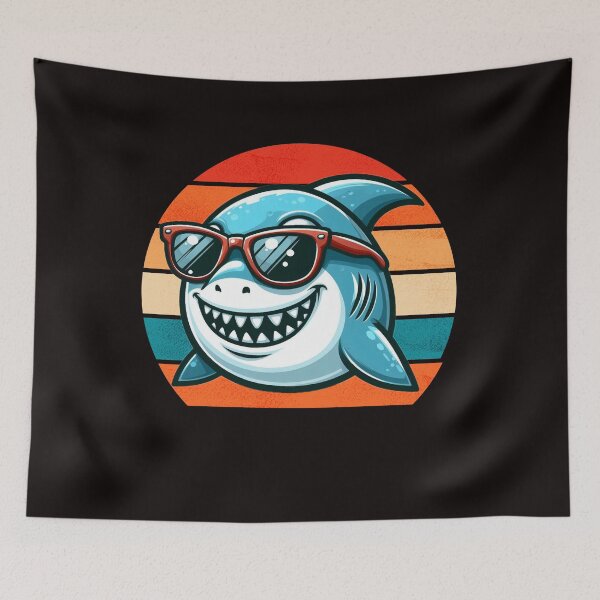 Item preview, Funny Retro Shark Design Shark Wearing Sunglasses designed and sold by Oussinc.
