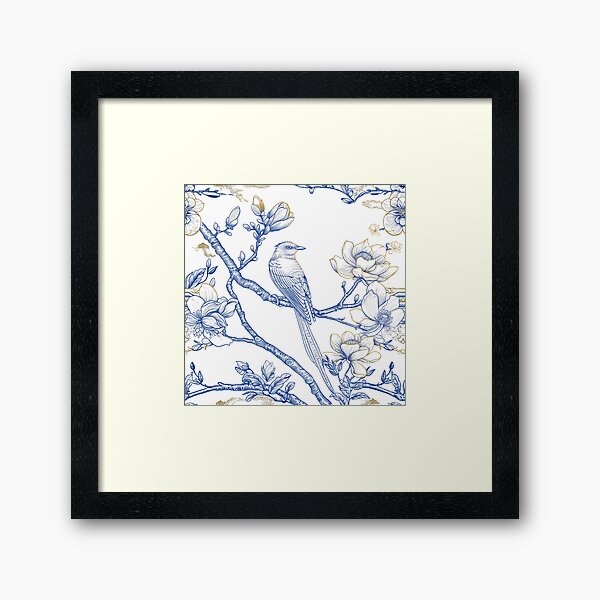 Item preview, Bird Chinoiserie French Toile designed and sold by cathycandco.