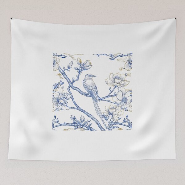 Item preview, Bird Chinoiserie French Toile designed and sold by cathycandco.