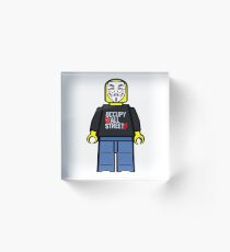 Anonymous Lego Style Protester Occupy All Streets Acrylic Block