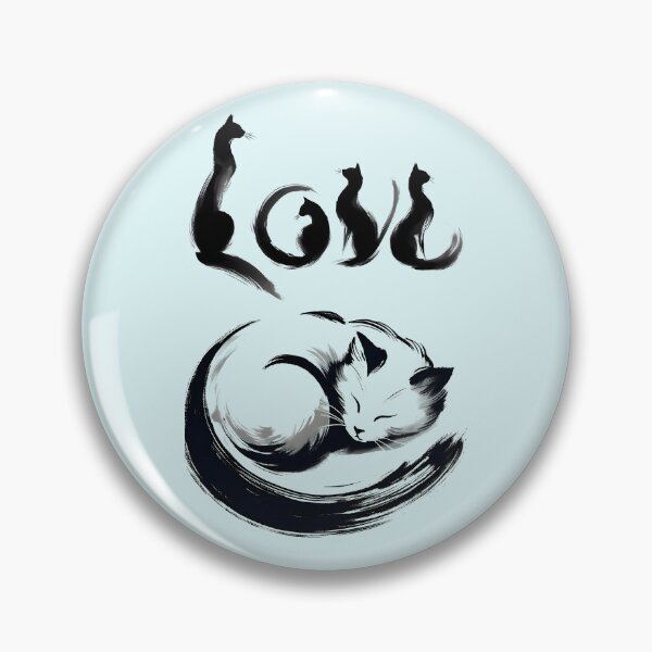 Item preview, "Love Cats" Sumi-e minimalist Japanese Ink Art designed and sold by Nabucodonoshop.