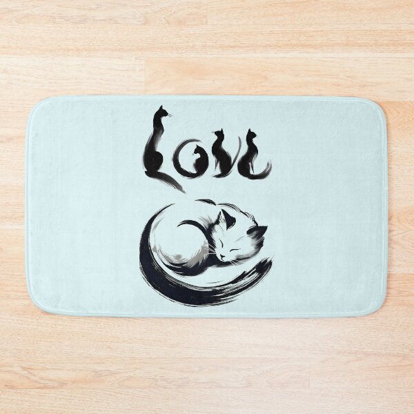 Item preview, "Love Cats" Sumi-e minimalist Japanese Ink Art designed and sold by Nabucodonoshop.