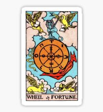 Wheel of Fortune - Tarot Card, Rider Waite, Fortune Telling, Divination, Witchcraft, Neopagan, Wiccan, Magic, Indian Goddess, Hindu, God, Divine Mother Sticker