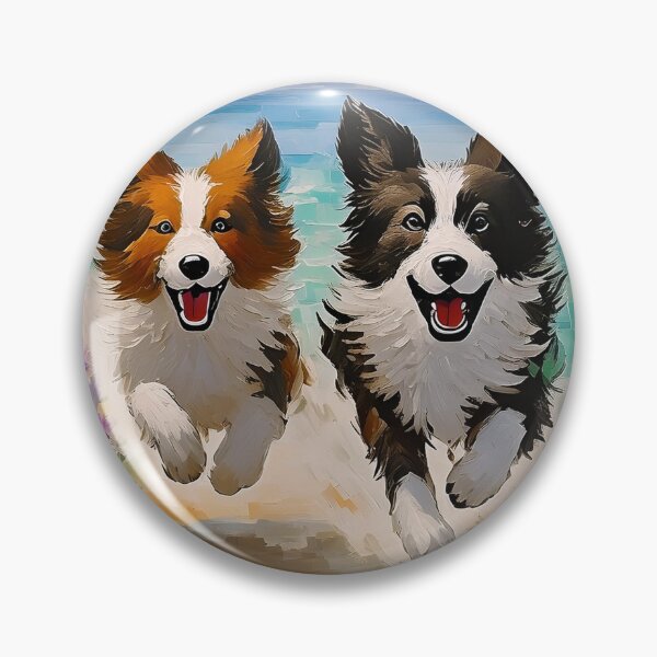 Item preview, Happy border collie dogs running by the sea designed and sold by fotofeast.
