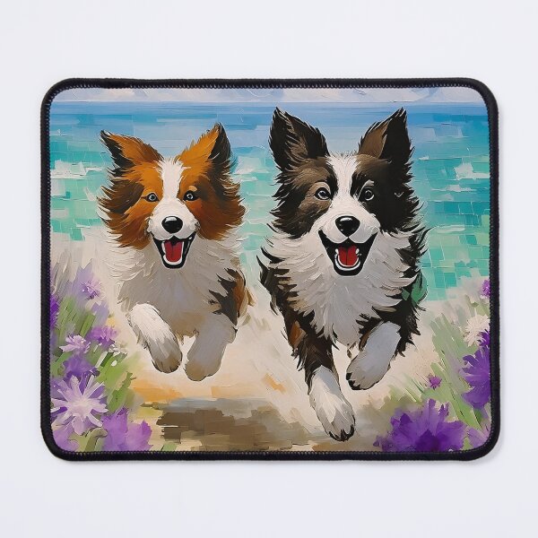 Item preview, Happy border collie dogs running by the sea designed and sold by fotofeast.