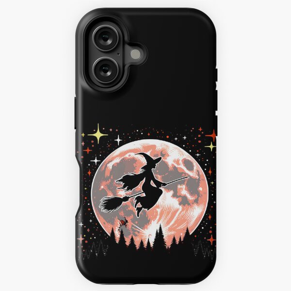 fliegende Hexe auf einem Besen mit Mond iPhone Robuste Hülle