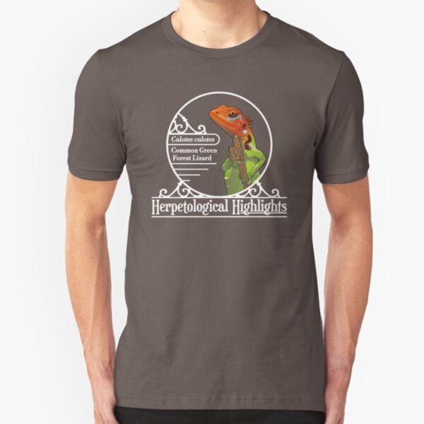 Calotes calotes - Common green forest lizard | White Slim Fit T-Shirt