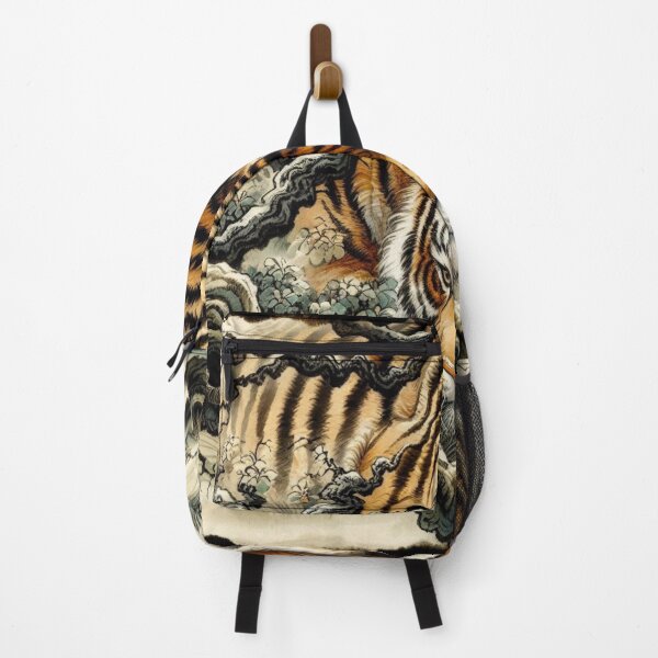 Item preview, A majestic tiger, rendered in meticulous detail, rests amidst a lush landscape of twisting branches and delicate foliage designed and sold by Hatomomox.