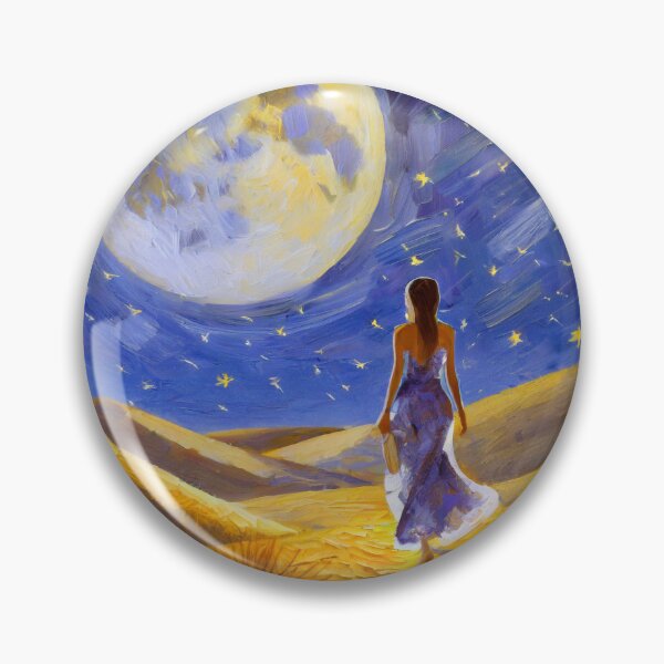 Item preview, A beauty walks in the desert at night with many stars and a big moon designed and sold by fotofeast.